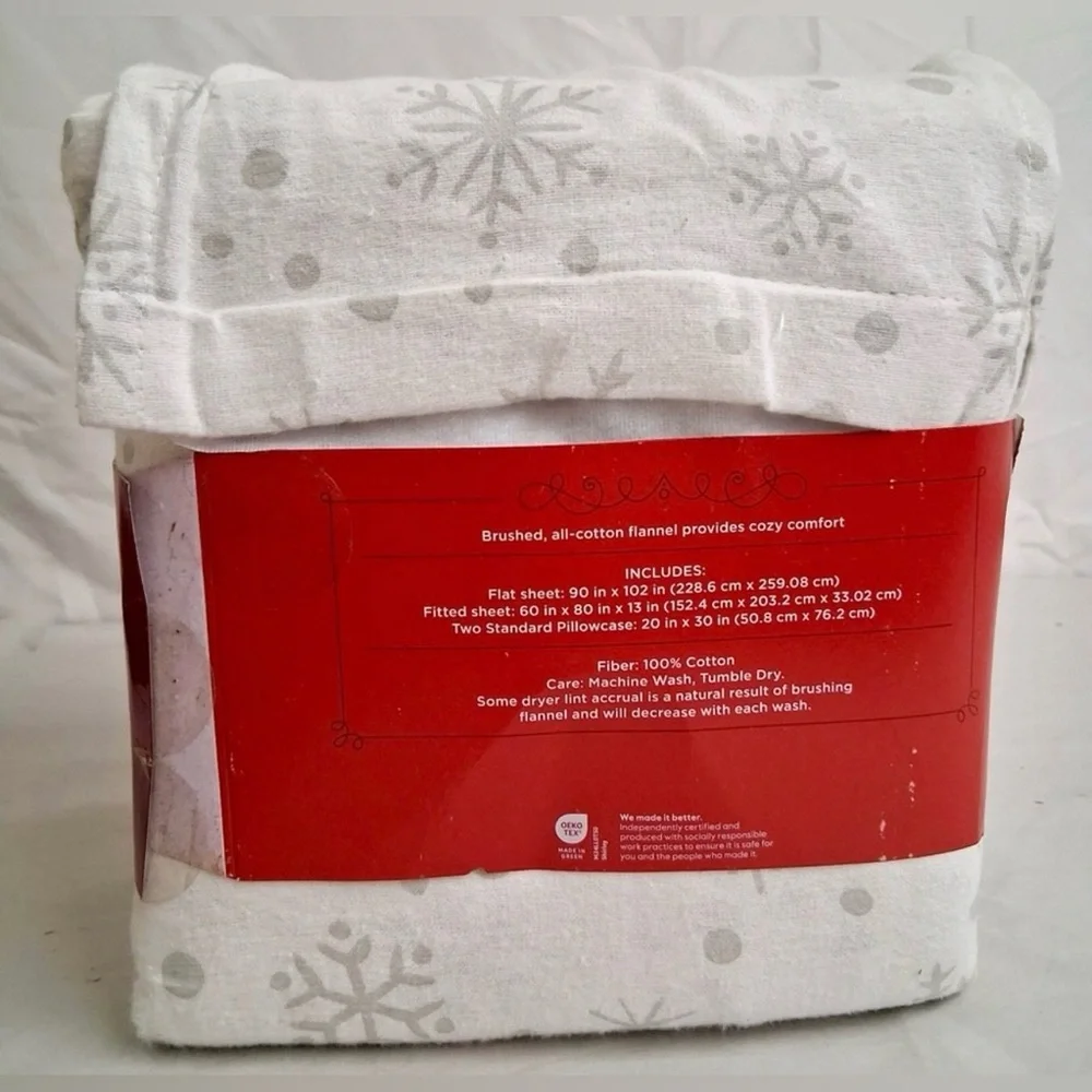 NEW Wondershop Snowflake Flannel Queen Sheet Set 100% Cotton Cozy Winter Soft